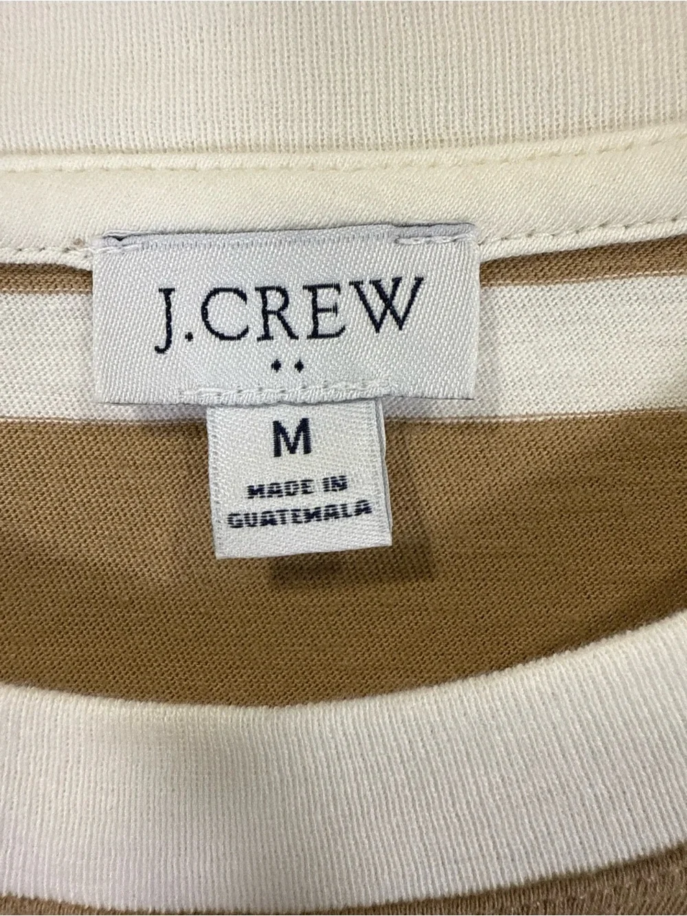 J. Crew Men's Striped Long Sleeve Tee in Cream and Brown